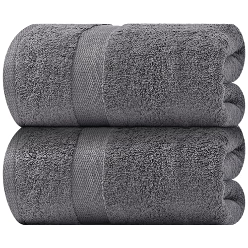 White Classic Luxury Soft Bath Sheet Towels - 650 GSM Cotton Luxury Bath Towels Extra Large 35x70 | Highly Absorbent and Quick Dry | Hotel Quality Extra Large Bath Towels Oversized, Dark Gray, 2 Pack - color: Gray, size: Bath Sheets, 2 Pack