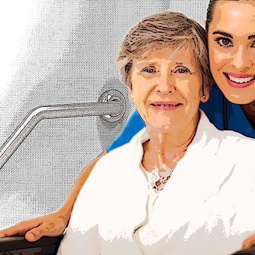 1-1/4 x 16 Stainless Steel Angled Grab Bar with Anti-Slip Peened Grip for Bathtubs, Shower & Toilet, ADA Compliant, Stud Mount 500lbs Support, Brushed Nickel