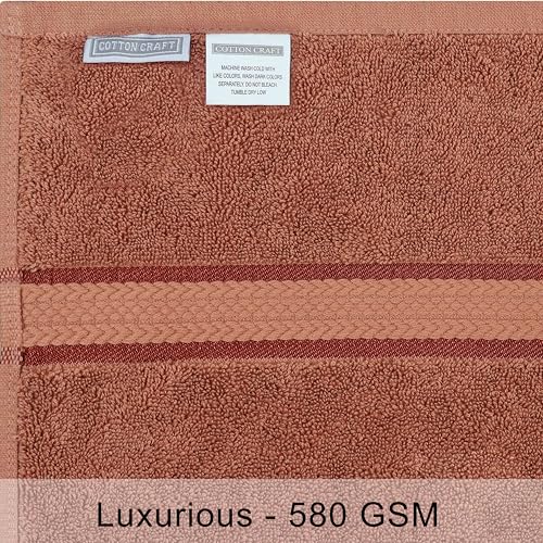 COTTON CRAFT Ultra Soft 6 Piece Towel Set - 100% Cotton Towels - Mocha | Absorbent 580 GSM Quick Dry Everyday Premium Luxurious Bathroom Towels - 2 Large Bath Towels, 2 Hand Towels, 2 Washcloths - color: Mocha, size: 6 Piece Towel Set