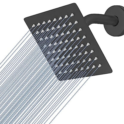 Voolan Rain Shower head, High Pressure Shower Head Made of 304 Stainless Steel, Relaxed Shower Experience Even at Low Water Flow and Pressure (6" Black) - color: Matte Black, size: 6 Inch