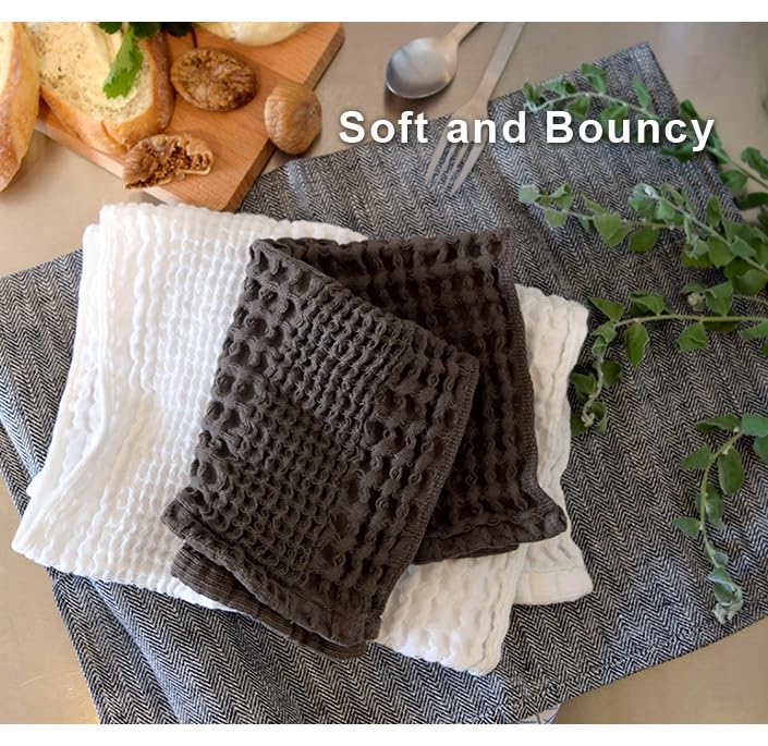 HIORIE Imabari Towel, 3-Piece Hand Towel Set, Japanese Towels, 13.3x31.4in, 100% Cotton, Lightweight, Quick Drying and Compact Towels, Waffle Design Fabric, Honeycomb, White - color: White, size: Hand Towel