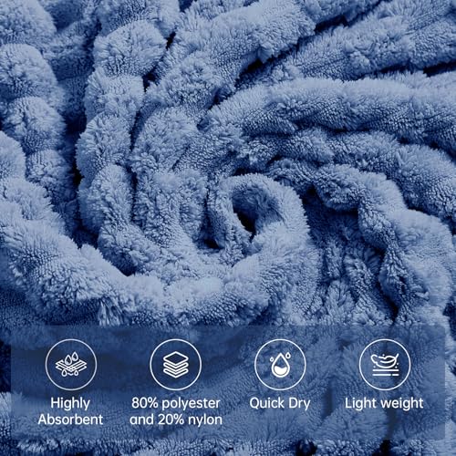 6 Piece Bath Towel Set, 40"x80" Microfiber Towels, Blue | Microfibers，Extra-large size，Quick dry，Highly Absorbent，Big and Tall users，2Bath towels 2Hand towels 2Washcloths - color: Blue, size: Bath Sheet Set-6PCS