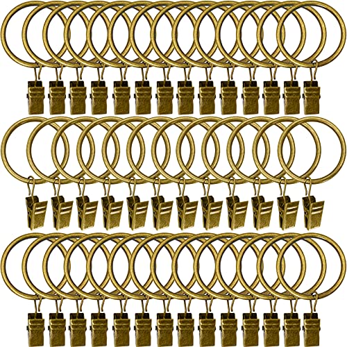 40 Pack Metal Curtain Rings with Clips, Drapery Clips Hooks, Decorative Curtain Rod Clips 1.5 in Interior Diameter, Antique Bronze - color: Bronze, size: 1.5" I D 40 Pack