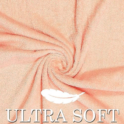 6 Piece 100% Cotton Bath Towel Set -2 Bath 2 Hand 2 Face, Peach | 100% Cotton • Thick & Plush • Hotel Quality • Ultra Soft • Highly Absorbent • Quick Dry • Low Lint • Machine Washable - color: Peach