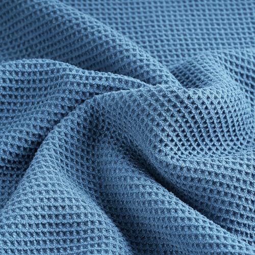 POLYTE 380 GSM Poly Blend Microfiber Quick Dry Waffle Bath Towel, 30x60 in | 2 Pack, Oversize, Lint Free, Body Towel - color: Blue