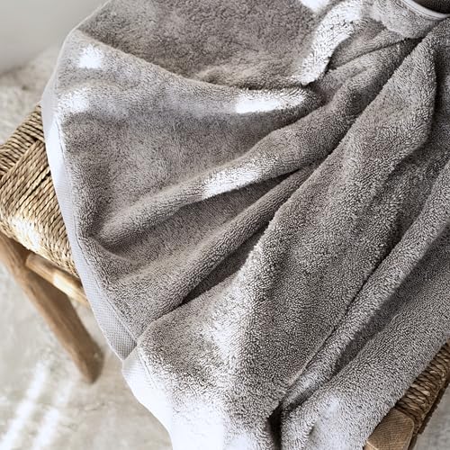 SALBAKOS 4-Piece 100% Turkish Cotton Bath Towels, 27x54 inch, Silver | Standard Size, 630 Gsm Thick Super Soft Highly Absorbent Quick-Dry Bathroom Towel, Premium Hotel & Spa Quality Made in Turkey - color: Silver, size: 4 Bath Towels