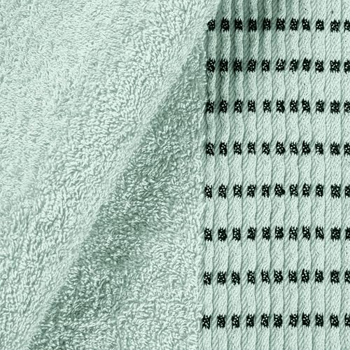 Ultra Soft 6 Pack Cotton Towel Set, Contains 2 Bath Towels 28x55 inch, 2 Hand Towels 16x24 inch & 2 Wash Cloths 12x12 inch, Ideal Everyday use, Compact & Lightweight - Sea Green - color: Sea Green, size: 6 Pack Set