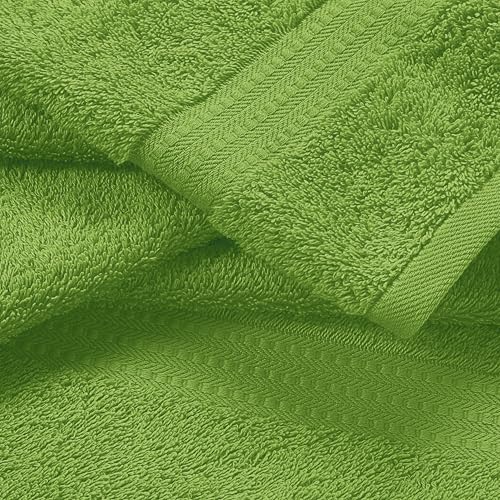 MyOwn 6 Piece Towel Set, 100% Combed Cotton - 2 Bath Towels, 2 Hand Towels, 2 Wash Cloths - 500 GSM Luxury Hotel Quality Ultra Soft Highly Absorbent Towel Set for Bathroom - Kiwi Green - color: Kiwi Green