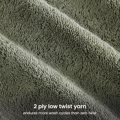 BIOWEAVES 100% Organic Cotton Bath Towel Set | 700 GSM Plush 6-Piece Premium Towel Set GOTS Certified, 2 Bath Towels, 2 Hand Towels & 2 Washcloths - Sage - color: Sage, size: 6 Pc Towel Set
