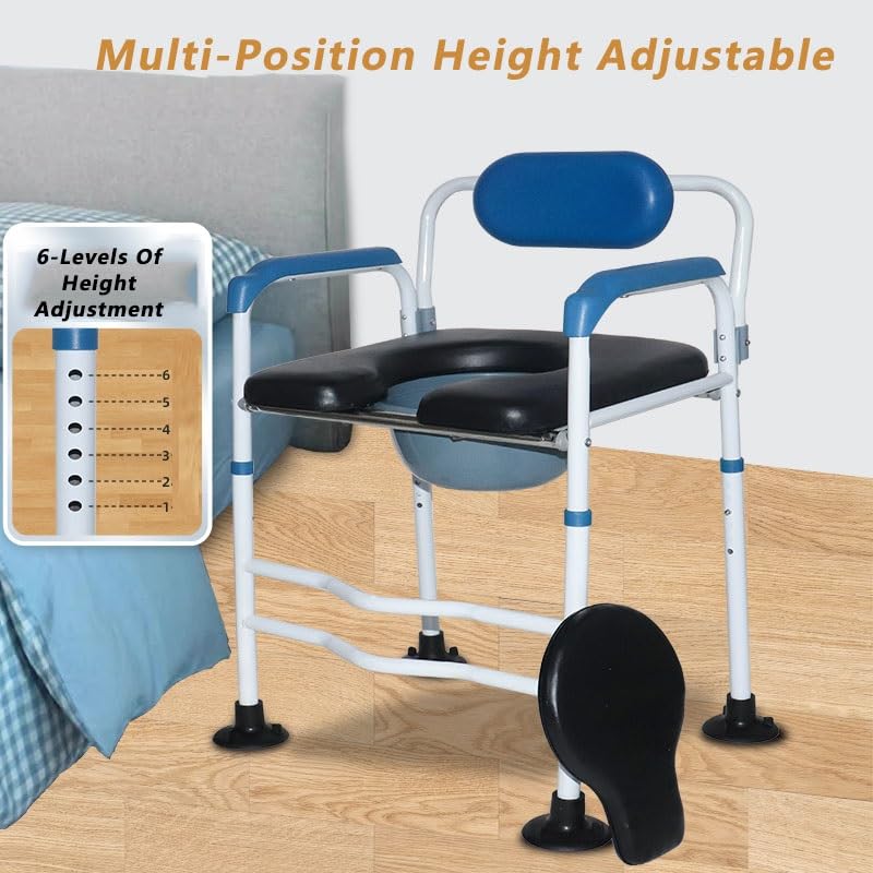 Toilet Safety Rails,Bathroom Toilet Safety Frame,Freestanding Toilet Safety Rail with Padded Handles Fits Most Toilets