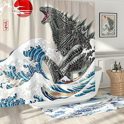 Funny Shower Curtain Set, Fun Anime Monster Shower Curtains for Bathroom Cool Asian Japanese Bathroom Decor Polyester Fabric-62" x 72" - size: 62"W x 72"L (Pack of 1)