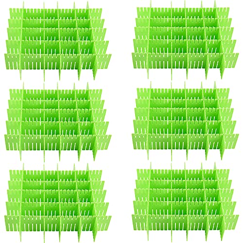 ZOENHOU 60 PCS Green Drawer Dividers, 12.6 x 2.8 Inch Adjustable Premium Plastic Drawer Divider Organizers for Makeup Drawers Desktop Kitchen drawer Organizers and Storage - color: Green