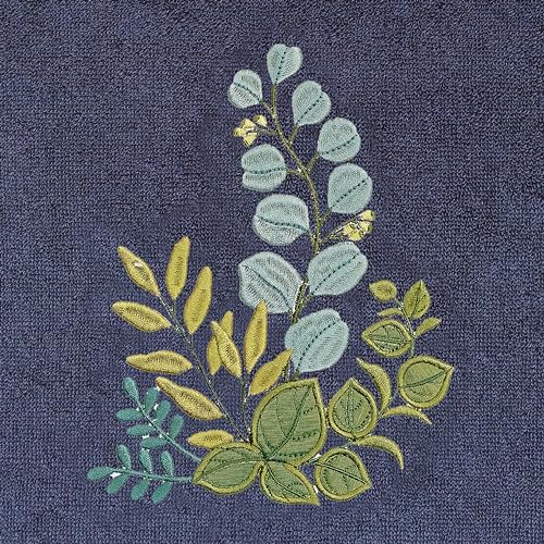 Verdant 4-Piece Luxury Towel Set, Applique Embroidered Bouquet, Plush Turkish Cotton, Durable & Quick Dry, Vibrant Bathroom Ensemble, 2 Bath 2 Hand Towels, Marine - color: Marine, size: 2 Pcs Bath 2 Pcs Hand Towel