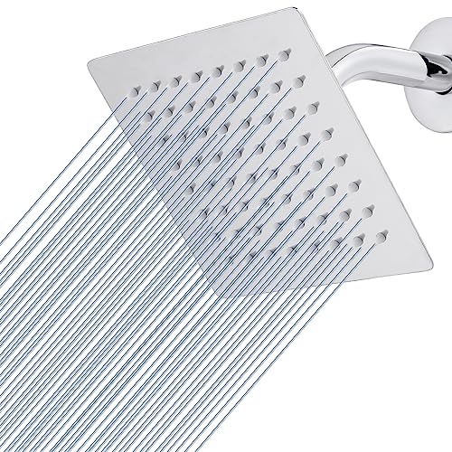 Voolan Rain Shower head, High Pressure Shower Head Made of 304 Stainless Steel, Relaxed Shower Experience Even at Low Water Flow and Pressure (6" Chrome) - color: Chrome, size: 6 Inch