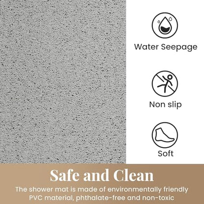 SoftDuo Shower Mat Bathtub Mat Non-Slip Soft Tub Mat | 24x16 inch,PVC Loofah Bath Mat with Drain for Tub and Bathroom,Quick Drying,Grey - color: Grey, size: 24" x 16" (Rectangular)