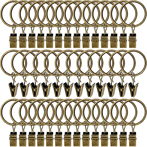 40 Pack Curtain Rings with Clips, Drapery Clips with Rings, Drapes Rings 1.26 in Interior Diameter, Fits up to 1 in Curtain Rod, Bronze - color: Bronze, size: 1.26" I D 40 Pack
