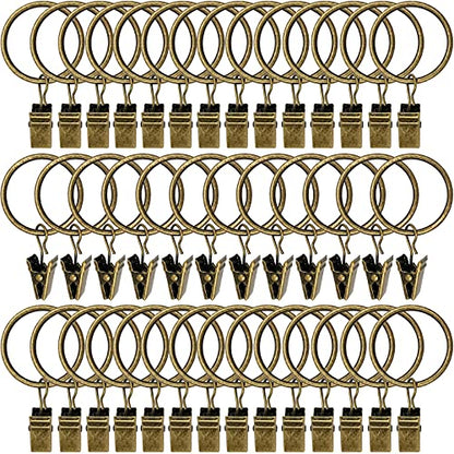 40 Pack Curtain Rings with Clips, Drapery Clips with Rings, Drapes Rings 1.26 in Interior Diameter, Fits up to 1 in Curtain Rod, Bronze - color: Bronze, size: 1.26" I D 40 Pack