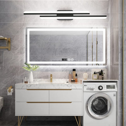 Ralbay 40" LED Black Vanity Light 40W Frosted Aluminum Modern LED Black Bathroom Vanity Light Fixtures Over Long Mirror LED Modern Bath Lighting 6000K White Light - color: Black, size: 40 inch