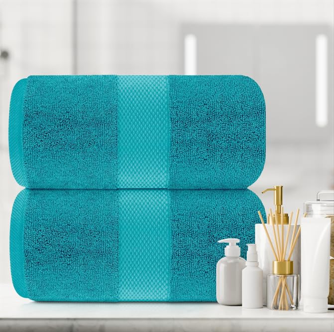 White Classic Luxury Soft Aqua Bath Sheet Towels - 650 GSM Cotton Luxury Bath Towels Extra Large 35x70 | Highly Absorbent and Quick Dry | Hotel Collection Extra Large Bath Towels Oversized, 2 Pack - color: 13: Aqua