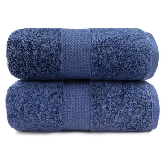 Maisonette Loft 100% Egyptian Cotton Turkish Bath Sheets - Soft, Absorbent Oversized Bathroom Towels - Ideal Quick Dry Extra Large Luxury Bath Towel Set for Shower - (35" x 70", 2 Pack) - Navy - color: Navy, style: Bath Sheet Set of 2 - 35 x 70