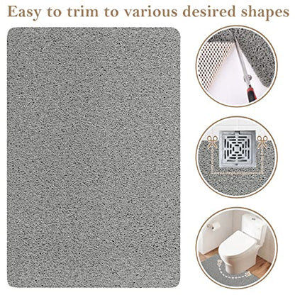 SoftDuo Shower Mat Bathtub Mat Non-Slip Soft Tub Mat | 47x16 inch,PVC Loofah Bath Mat with Drain for Tub and Bathroom,Quick Drying,Grey - color: Grey, size: 47" x 16" (Rectangular)