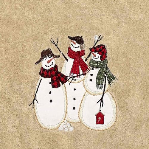 Avanti Linens - Bath Towels, Soft & Absorbent, Embroidered, Christmas Decorations, Set of 2 (Snowmen Gathering Collection) - size: 2pc Bath Towels