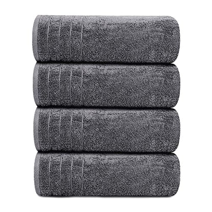 4 Piece Extra Large Bath Towels 30 x 60 Inches, Dark Grey | 100% Cotton, Larger & Lighter Weight, Quicker to Dry, Super Soft and Absorbent, Perfect for Bathroom - color: Dark Grey
