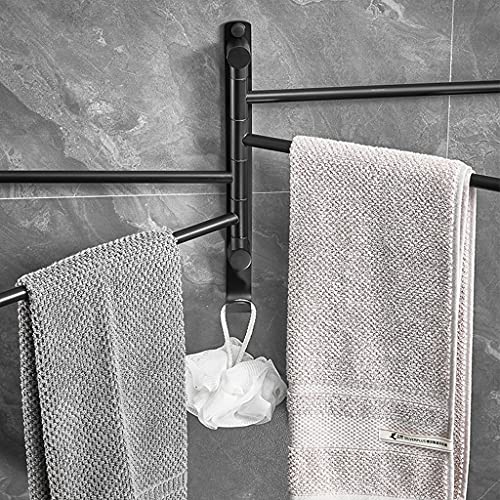 Brass Swing Out Towel Bar Holder Wall-Mounted/Black Swivel Towel Rack Hanger Organizer for Bathroom, 4-Bar Towel Bar Folding Arm Swivel Hanger Bathroom Storage A - color: A