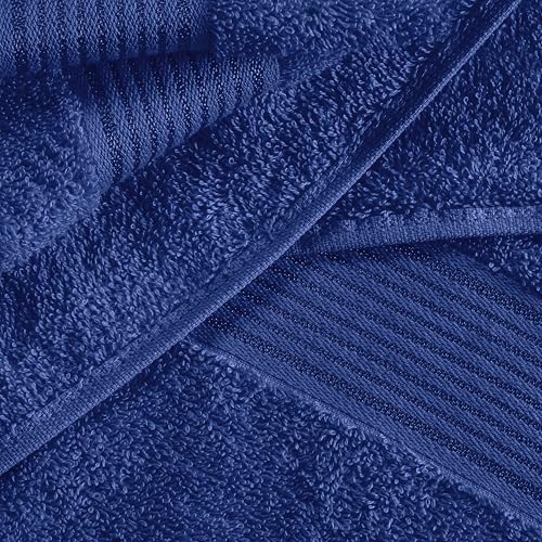Ultra Soft 6 Pack Cotton Towel Set, Contains 2 Bath Towels 28x55 inch, 2 Hand Towels 16x24 inch & 2 Wash Coths 12x12 inch, Ideal Everyday use, Compact & Lightweight - Navy Blue - color: Navy