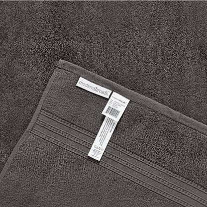 Modern Threads 6 Piece Reversible Yarn Dyed Jacquard Towel Set Artesia Damask Platinum - color: Platinum
