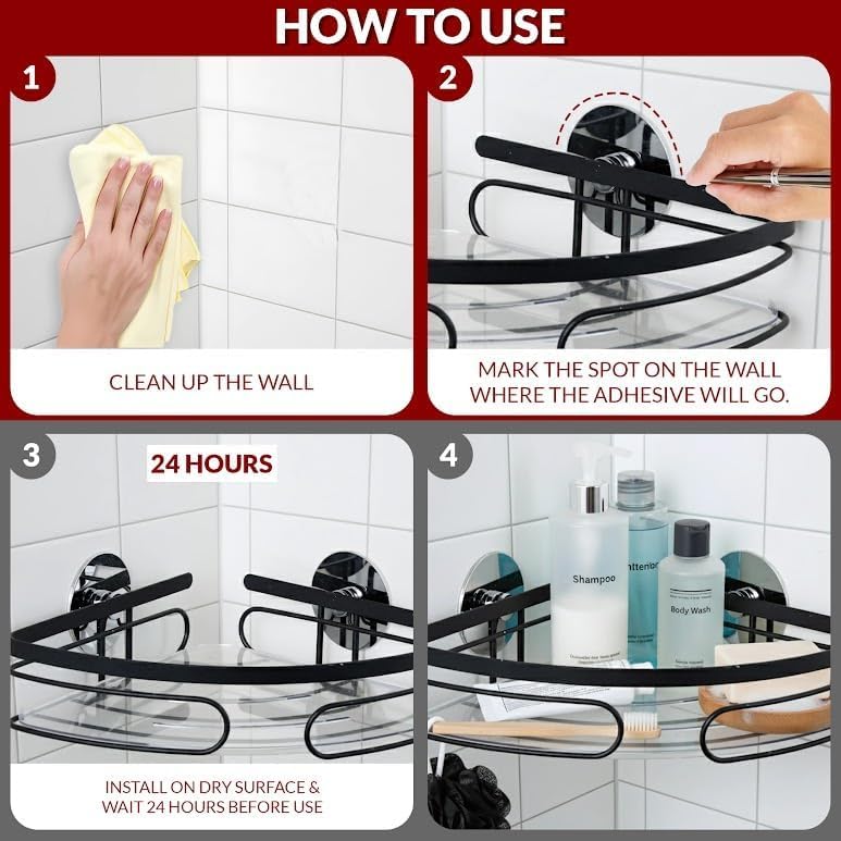2-Pack Corner Shower Caddy - No Drill Corner Shower Shelves, Rust-Resistant Bathroom Organizer for Shampoo, Soap & Toiletries, Black - style: TRIANGLE