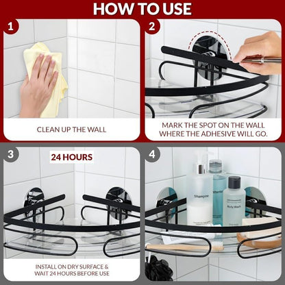 2-Pack Corner Shower Caddy - No Drill Corner Shower Shelves, Rust-Resistant Bathroom Organizer for Shampoo, Soap & Toiletries, Black - style: TRIANGLE