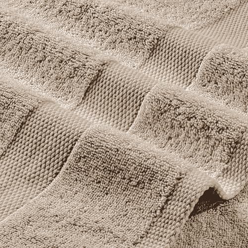 White Classic Taupe Bath Towel Set of 6-100% Cotton Highly Absorbent Towels for Bathroom, 2 Luxury Bath Towels 650GSM, 2 Hand Towels, 2 Washcloths - color: Taupe
