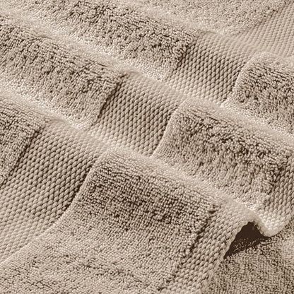 White Classic Taupe Bath Towel Set of 6-100% Cotton Highly Absorbent Towels for Bathroom, 2 Luxury Bath Towels 650GSM, 2 Hand Towels, 2 Washcloths - color: Taupe