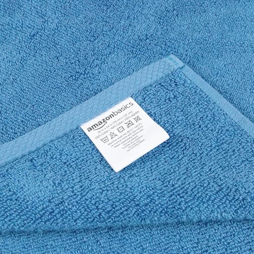 Amazon Basics 2-Piece Quick-Dry Oversize Bath Towel, 100% Cotton, 54" x 30", Lake Blue - color: Lake Blue, size: 2 Piece, style: Bath Towel (Pack of 2)