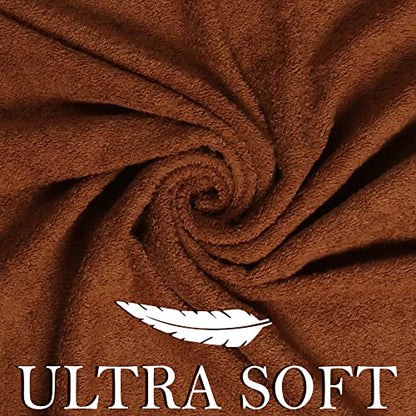 CRAFTBERRY- 6 Piece 100% Cotton Bath Towel Set -2 Bath 2 Hand 2 Face, Brown | 100% Cotton • Thick & Plush • Hotel Quality • Ultra Soft • Highly Absorbent • Quick Dry • Low Lint • Machine Washable - color: Brown