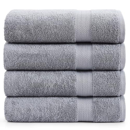 LANE LINEN Bath Sheets 100% Cotton 4 Pack Oversized Soft - Grey | Oversized Shower Sheets - Generously Sized, Oversized & Roomy, Lightweight & Breathable, Fade-Resistant Color - color: 01: Space Grey, size: 4 Piece Bath Sheets