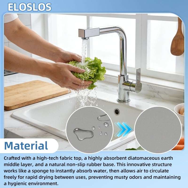 30"L x 5.5"W Customizable Sink Faucet Mat for Kitchen Sink 2&3 Holes, Gray | DIY Cut for Oval/Rectangle/Square Faucets, Extra Long Coverage, For Splashes & Drips - style: 1 Pcs Gray