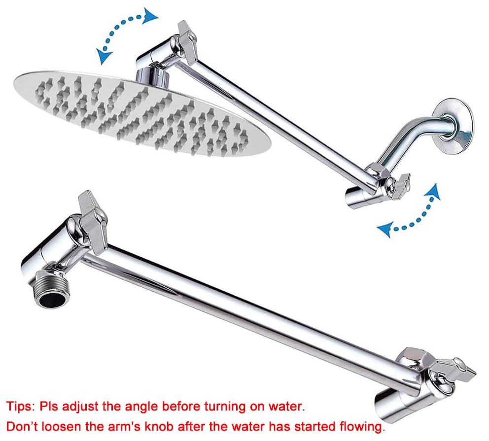 NearMoon Rain Shower Head with 11'' Adjustable Arm, High Pressure Stainless Steel Rainfall Shower, Ultra-Thin Design - Pressure Boosting (8 Inch, Chrome) - color: Chrome, size: 8 Inch