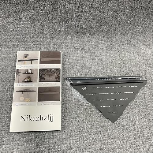 Nikazhzljj10 Corner Shower Shelves,Shower Corner Shelves Organizer Shelf for Tiled Wall 2 Packaging,SUS304 Stainless Steel Slot Design Tile Shower Shelves with 2 Hooks Matte Black