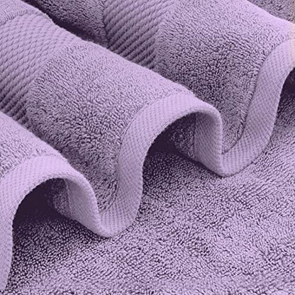 White Classic Luxury Bath Towel Set of 8 Pieces - 100% Turkish Cotton Highly Absorbent Towels for Bathroom, 2 Luxury Bath Towels 700GSM, 2 Hand Towels, 4 Washcloths, Lavender - color: 16: Lavender