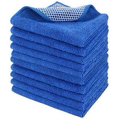 Dish Cloth for Washing Dishes Kitchen Washcloth Cleaning Cloth | 12x12inch 10pack Kitchen Towels Rags, Microfiber Cleaning Cloths, Wash Cloths with Poly Scour Side, Wholesale, Dark Blue - color: Dark Blue, size: 12inchx12inch 10pack