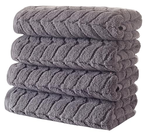 BAGNO MILANO Turkish Cotton Bath Towels, Hand Towels - Soft Plush Jacquard Collection - Highly Absorbent Towel Set (Grey, 6 pcs Towel Set) - color: Grey, size: 6 pcs Towel Set