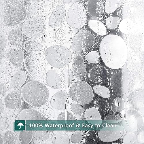 Clear Shower Curtain Liner, 100% Waterproof EVA 3D Shower Curtains with 3 Duty Heavy Bottom Magnets and 12 Rust Proof Grommets, 72x72 Weighted Shower Liner for Shower Stall, Bathtubs - color: Clear Stone
