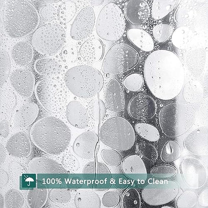 Clear Shower Curtain Liner, 100% Waterproof EVA 3D Shower Curtains with 3 Duty Heavy Bottom Magnets and 12 Rust Proof Grommets, 72x72 Weighted Shower Liner for Shower Stall, Bathtubs - color: Clear Stone