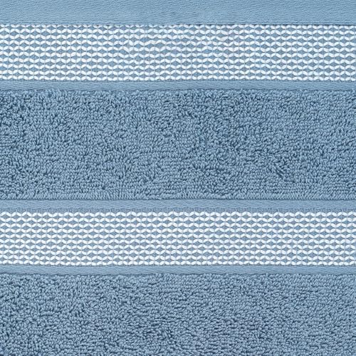 CASA COPENHAGEN Solitaire 6 Pieces Towel Set- Dusty Blue, 600 GSM 2 Bath Towel 2 Hand Towel 2 Washcloth, Designed in Denmark Made of Soft Egyptian Cotton for Bathroom, Kitchen & Shower - color: Solitaire - Dusty Blue, size: 6Pcs Towel Set