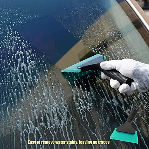 FOSHIO Small Squeegee with 5 Inch Light Blue Rubber Blade Mini Wiper Window Tinting Tools for Mirror Glass Window Cleaner with Non-Slip Handle - color: Tb Blue