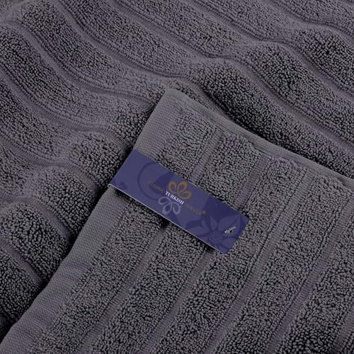 CTT - Luxury 6 Piece Towel Set, 100% Turkish Cotton, Absorbent & Comfy, 2 Bath Towels, 2 Hand Towels & 2 Washcloths | (Grey) - color: Grey, size: 6-Piece Towel Set