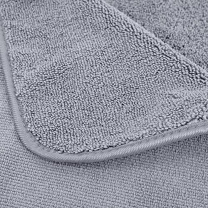 POLYTE 410 GSM Poly Blend Microfiber Quick Dry Bath Towel Set of 6 Pieces | 2-Body Towels, 2-Hand Towels, 2-Wash cloths, Oversize, Lint Free - color: Gray