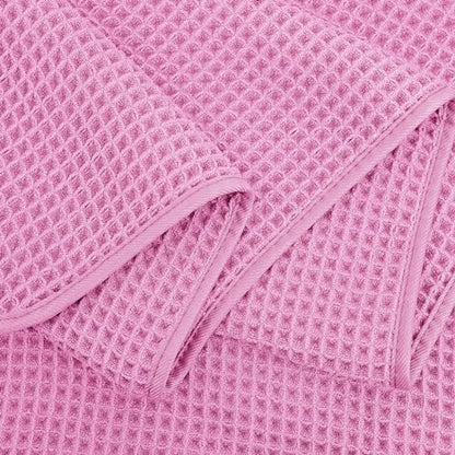 POLYTE 430 GSM Poly Blend Microfiber Quick Dry Waffle Bath Towel, 30x60 in | 4 Pack, Oversize, Lint Free, Body Towel - color: Pink